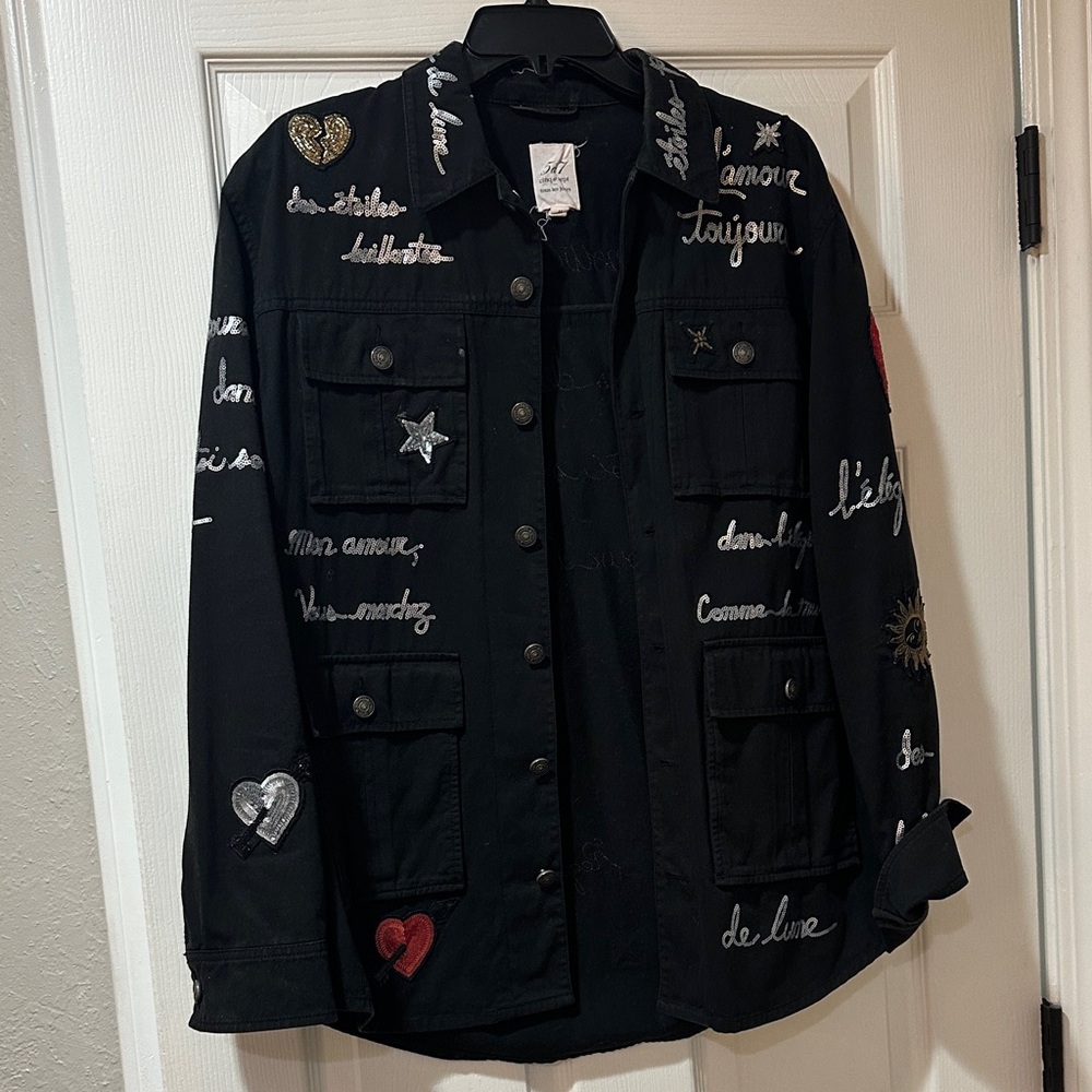 Cinq à Sept Black Embroidered Patchwork Jacket